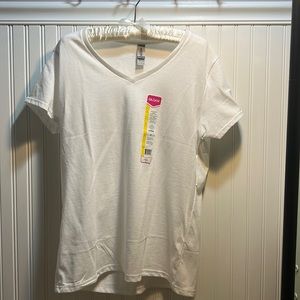 Golden Large White V-neck T-shirt